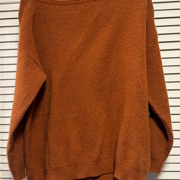 Women And The Why Orange Tribal Aztec Wide Neck Western Rodeo Sweater Size M/L - Picture 3 of 6